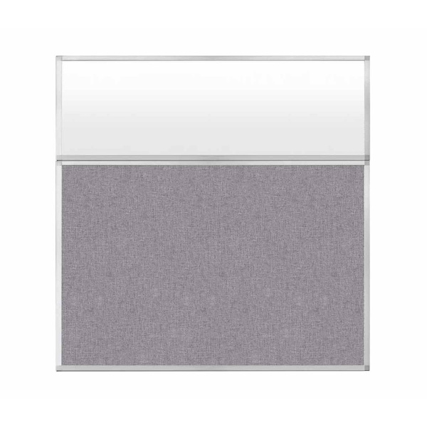 Versare Hush Panel Configurable Cubicle Partition 6' x 6' W/ Window Cloud Gray Fabric Frosted Window 1852337-3 - main